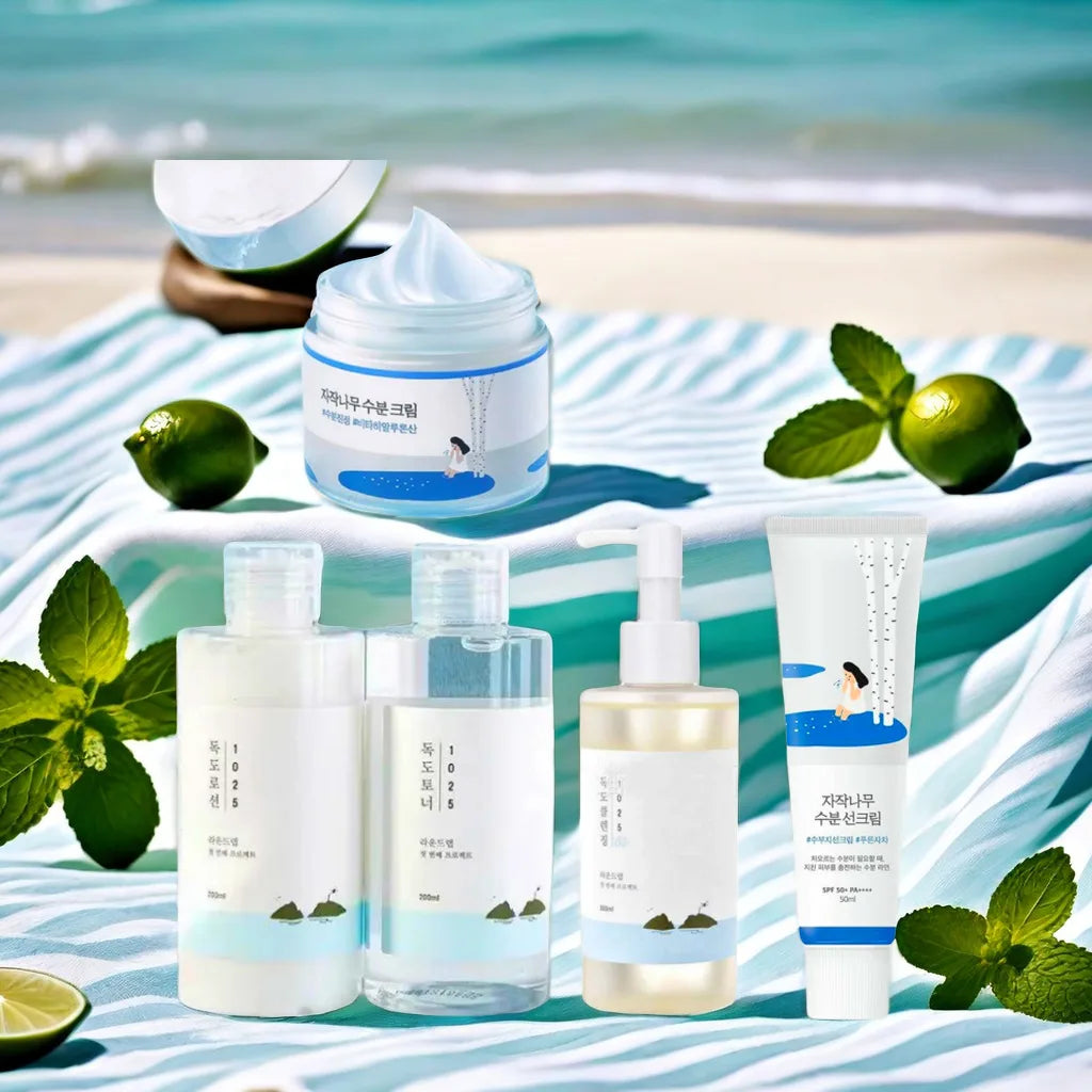 Set de cuidado facial coreano premium: protector solar, tónico, loción, desmaquillador, exfoliante facial y limpiador