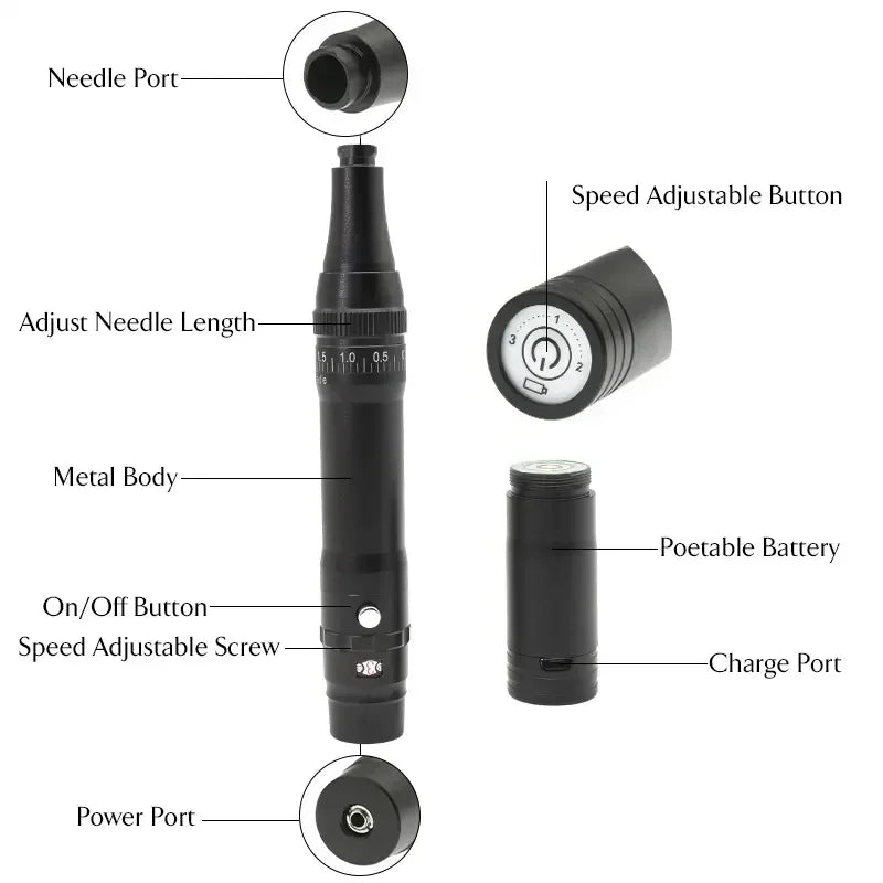 Máquina profesional de micropigmentación para tatuaje de cejas con batería.