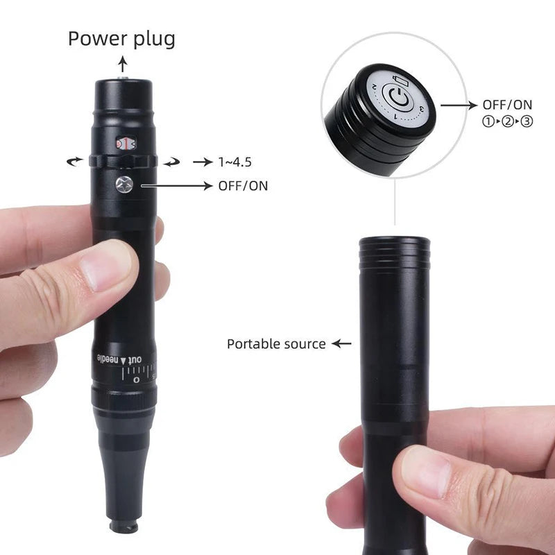 Máquina profesional de micropigmentación para tatuaje de cejas con batería.