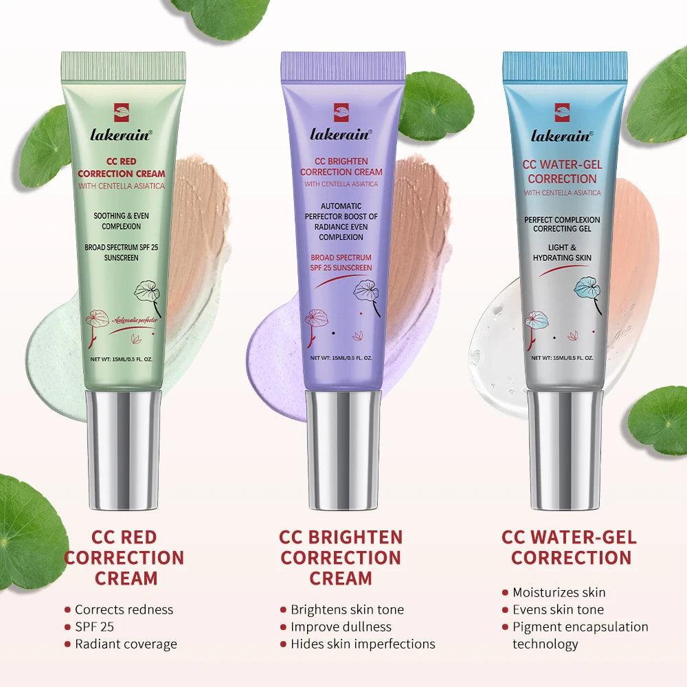 Set CC Cream, Corrector de rojeces, aclarante y corrector, gel de agua corrector e hidratante erborian