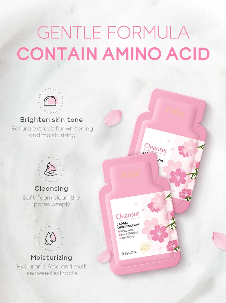 Paquete de cuidado de la piel con sakura y té verde de Japón: 3 juegos de 40 piezas cada uno