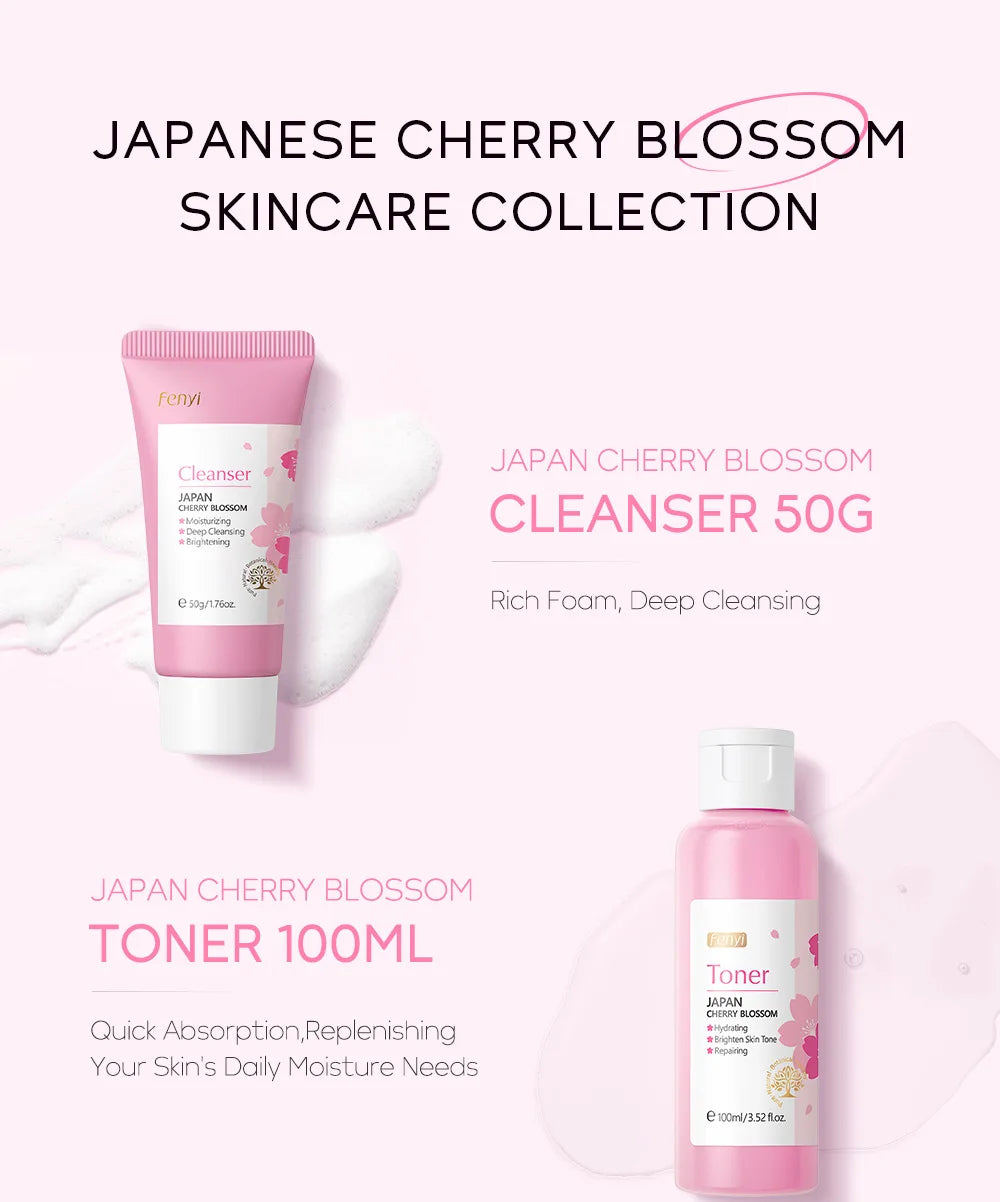 Set de 5 piezas para el cuidado de la piel con flores de cerezo japonesas