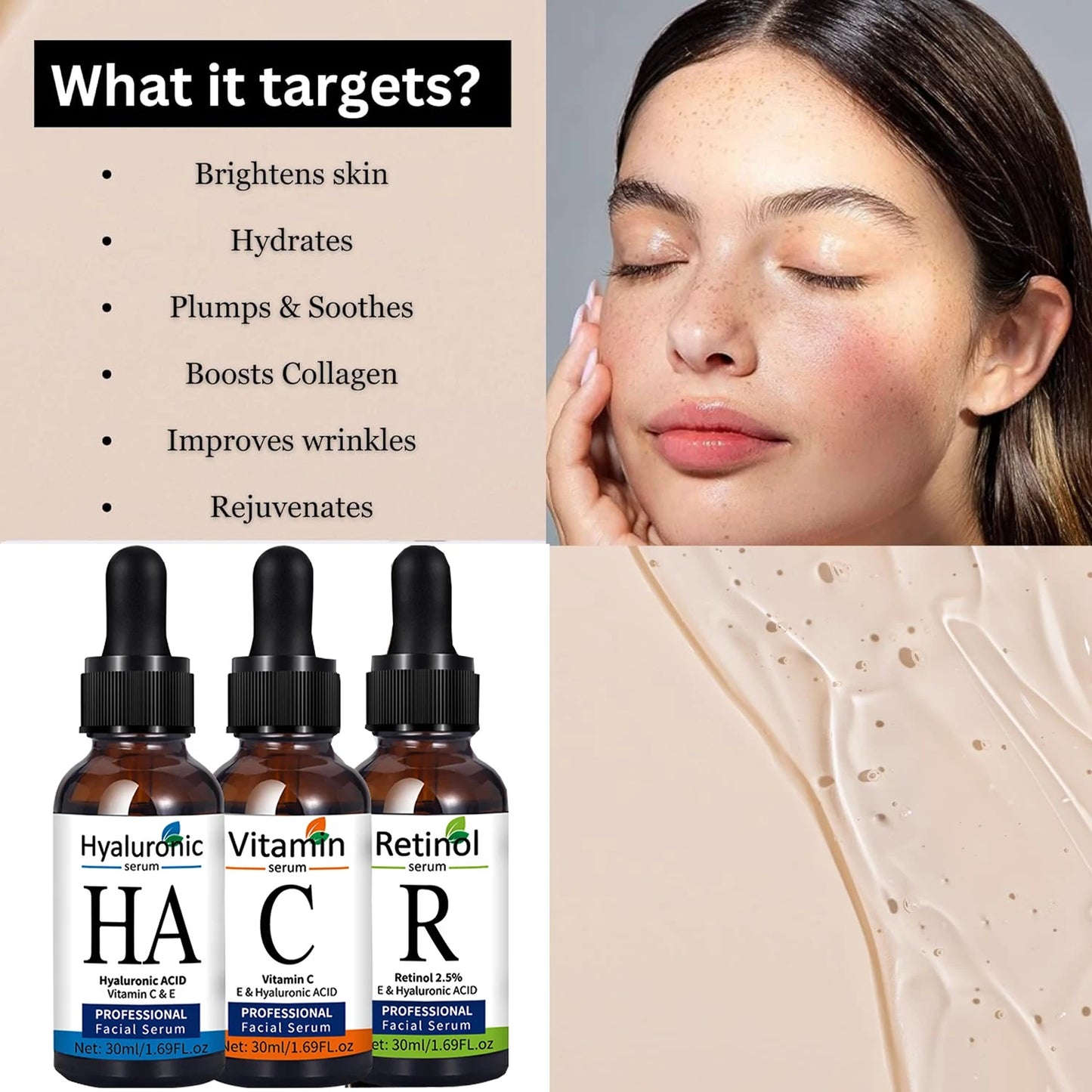 Three Serum Facial Skin Care Set
