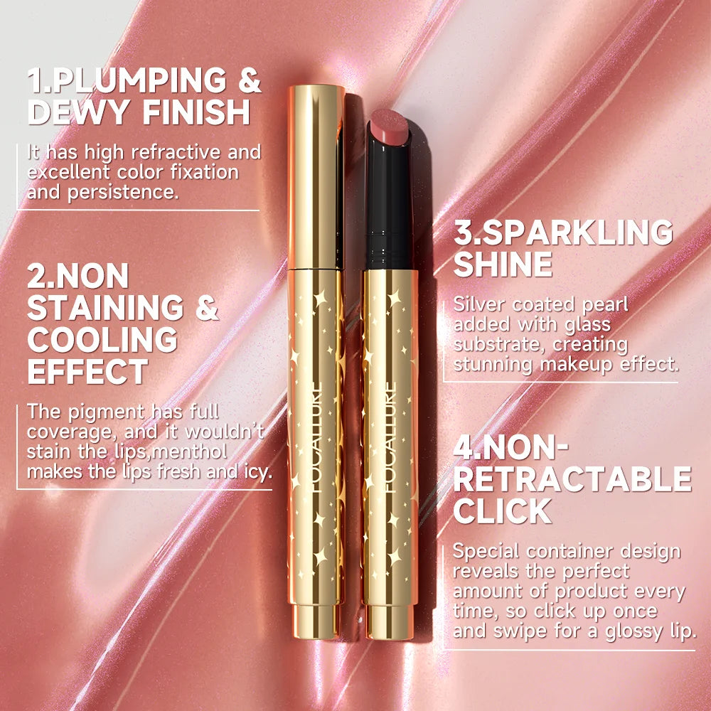 Long-lasting moisturising pearlescent lipstick – Glossy lip balm