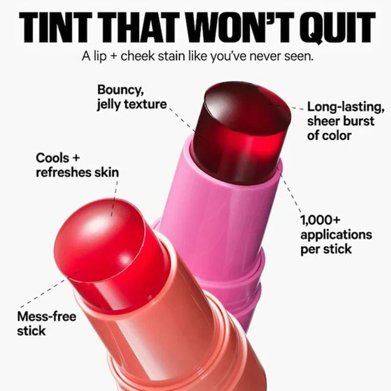 Lápiz labial hidratante 3 en 1 con rubor en gelatina de leche, rubor facial, lápiz labial mate de larga duración y contorno de mejillas