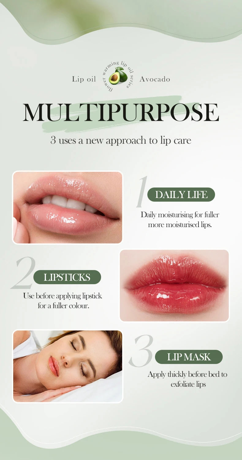 Fresh Flower Warm Color Changing Lip Oil Moisturizing Lipstick Hydrating Plumping Lip Balm Plumper