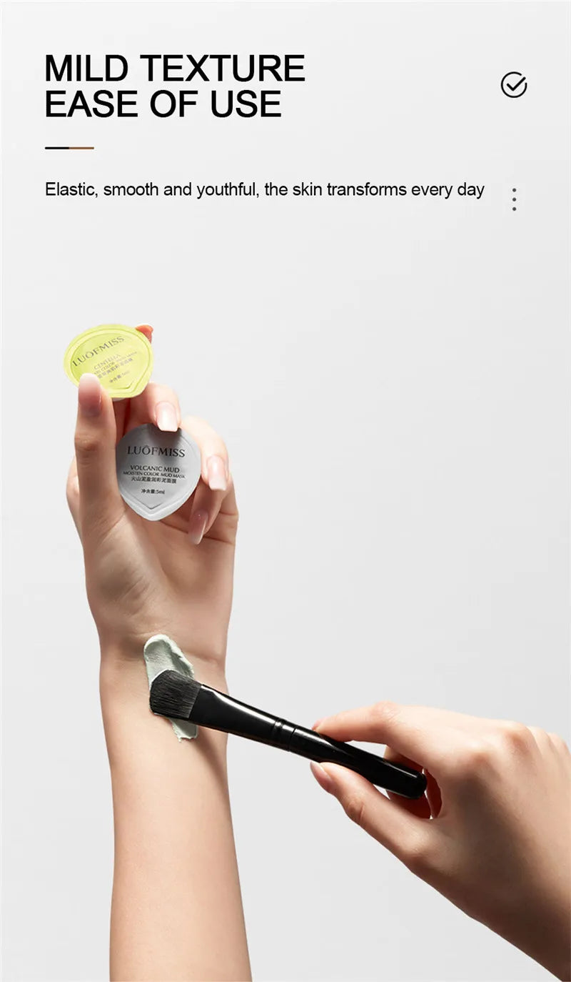 Set de cuidado de la piel reafirmante e hidratante, mascarilla facial de barro de cosmética japonesa con centella, barro volcánico y esencia de bífida e hinojo marino 33 piezas/caja