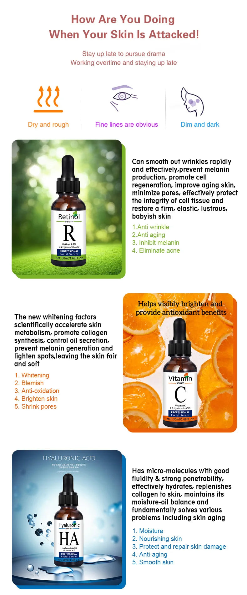Three Serum Facial Skin Care Set