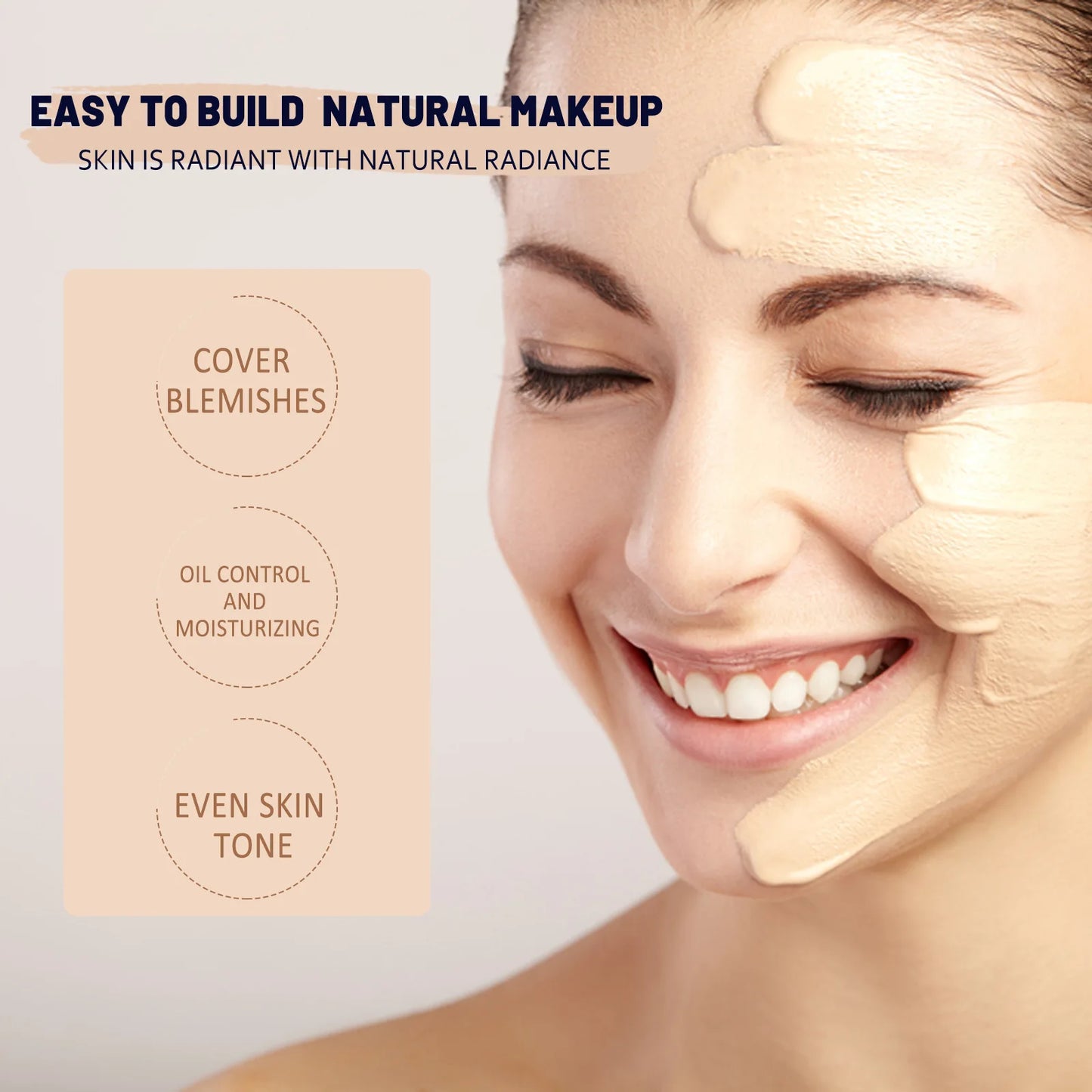 Base de maquillaje hidratante CC resistente al agua y natural