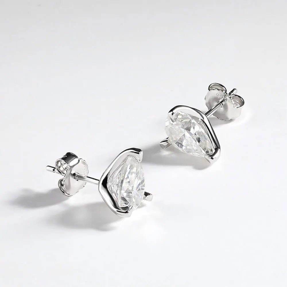 Pendientes de moissanita | Plata de ley 925 con baño de oro blanco de 18 quilates | Brillo excepcional