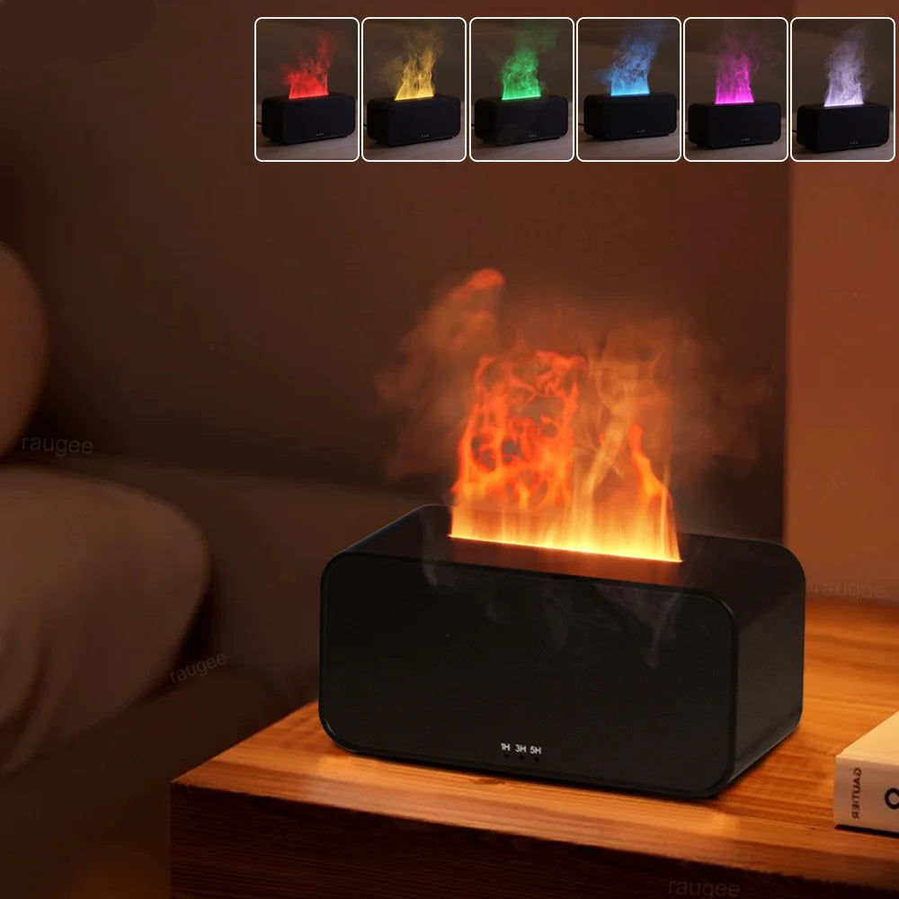 Humidificador de aire con aroma, difusor de aceites esenciales, minidifusor de fragancias automático con llama, humidificador para el hogar con luz LED