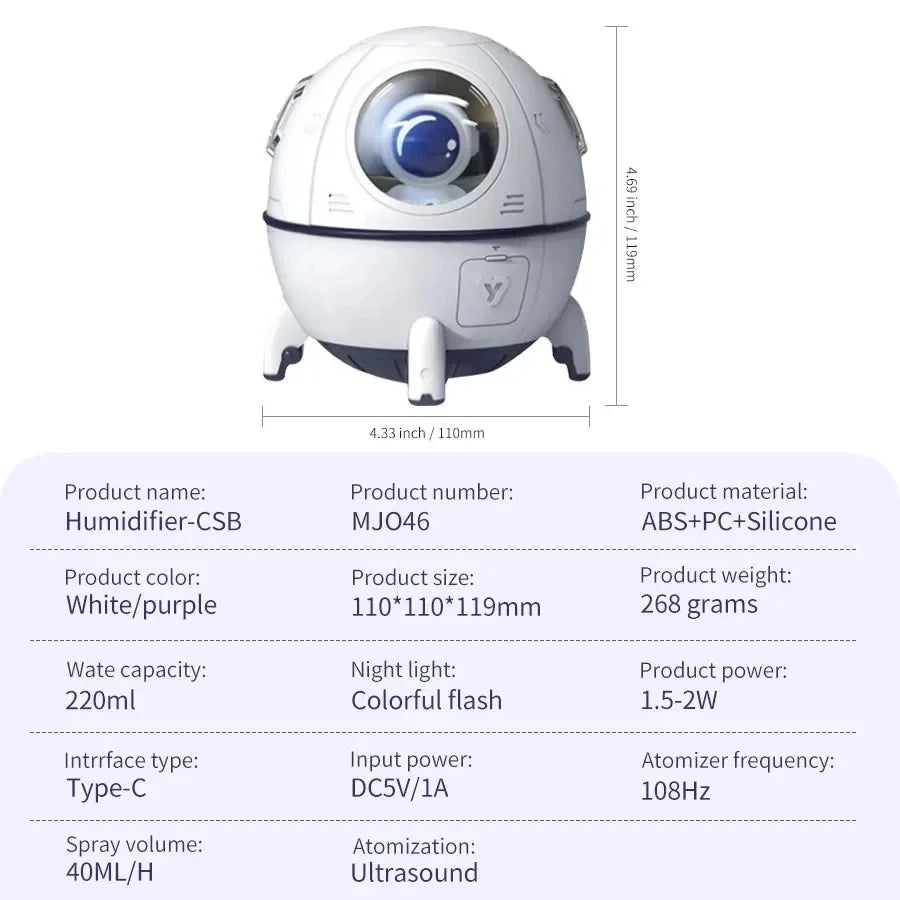 Humidificador de aire Space Capsule: innovación y comodidad con un diseño futurista