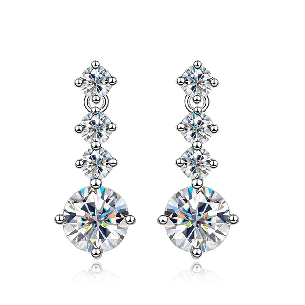 Pendientes de moissanita | Corte ovalado brillante | Plata 925 y oro blanco de 18 quilates