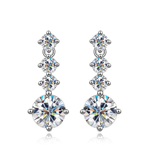 Pendientes de moissanita | Corte ovalado brillante | Plata 925 y oro blanco de 18 quilates