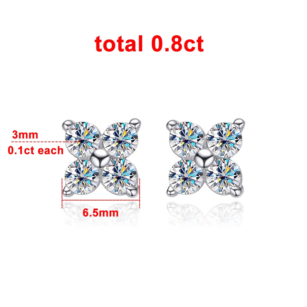 Pendientes de Moissanita | Corte Redondo 8 Corazones 8 Flechas | Plata 925 + Oro Blanco 18K 💎 Brillo Perfecto con el Mejor Corte de Moissanita 💎