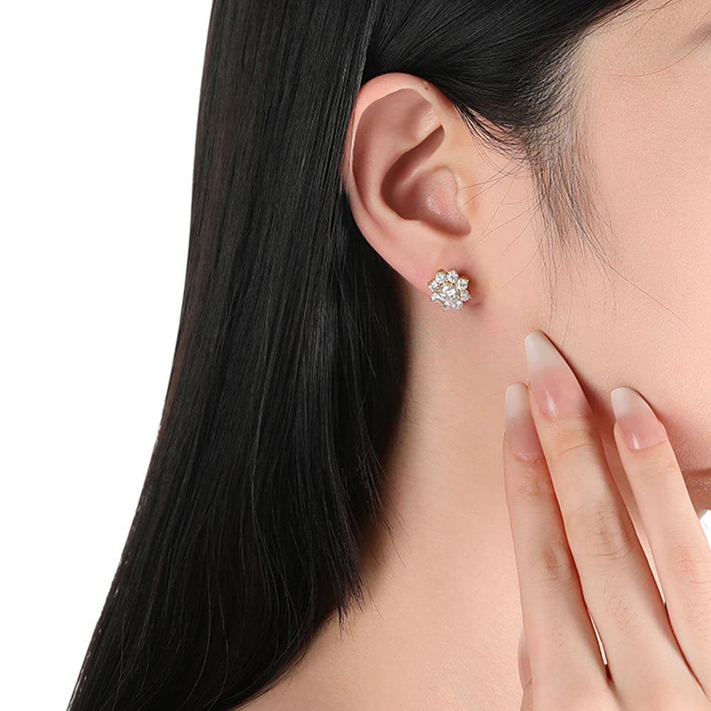 Pendientes de Moissanita | Corte Corazón y Flechas Redondos | Plata 925 + Oro Blanco 18K ✨ Brillo Excepcional con el Corte de Moissanita Más Fino ✨
