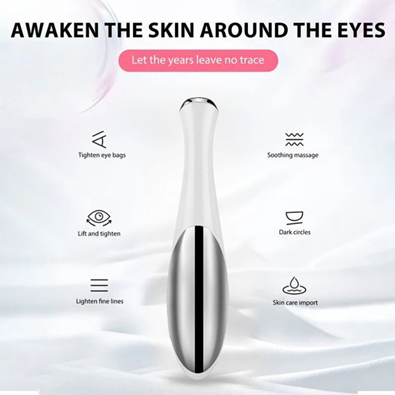 Pink and White Electric Eye Massager – Anti-Wrinkle, Anti-Aging, and Facial Beauty