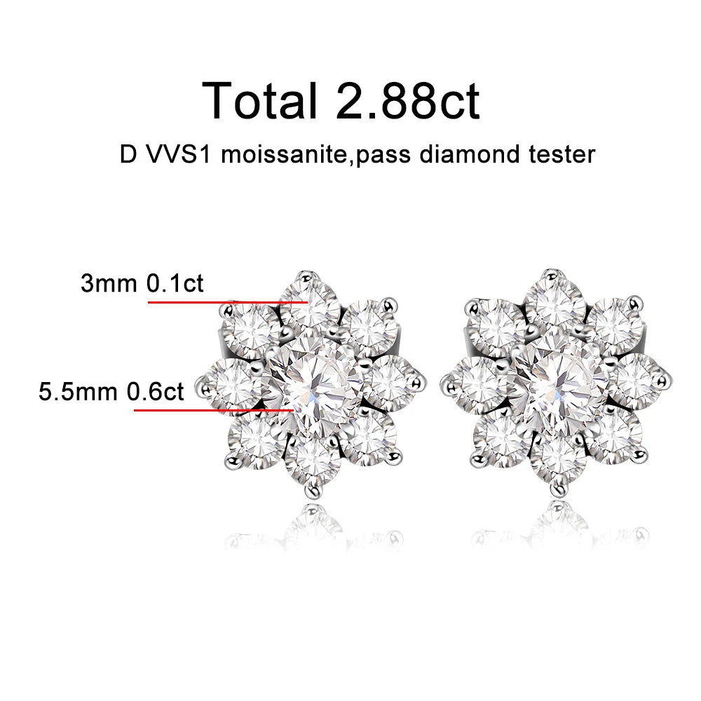 Pendientes de Moissanita | Corte Corazón y Flechas Redondos | Plata 925 + Oro Blanco 18K ✨ Brillo Excepcional con el Corte de Moissanita Más Fino ✨