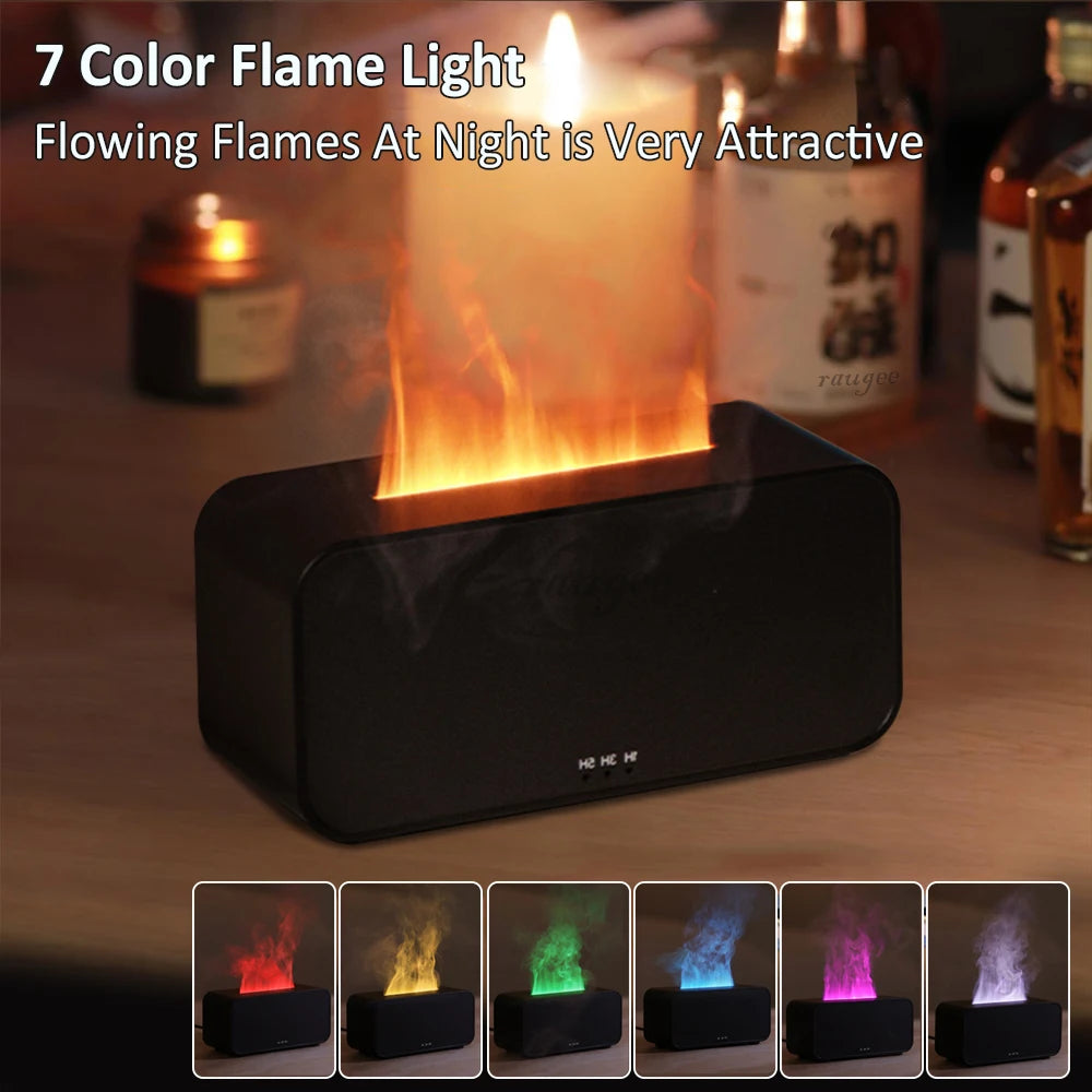 Humidificador de aire con aroma, difusor de aceites esenciales, minidifusor de fragancias automático con llama, humidificador para el hogar con luz LED