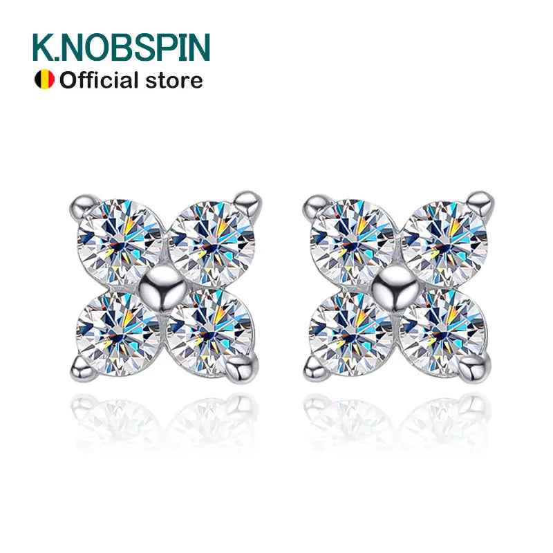 Pendientes de Moissanita | Corte Redondo 8 Corazones 8 Flechas | Plata 925 + Oro Blanco 18K 💎 Brillo Perfecto con el Mejor Corte de Moissanita 💎