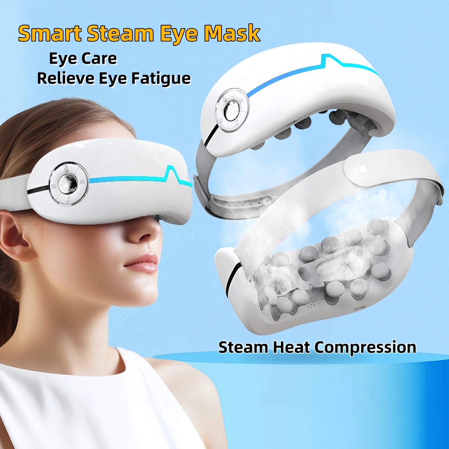 Multi-effect Smart Steam Eye Mask, 3D Electric Eye Care Massager with Heat Compression.
