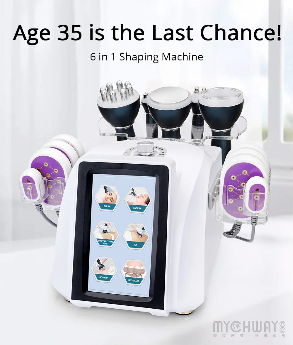 6-in-1 Multifunction Ultrasonic Cavitation Machine 2.0 | RF + Radiofrequency + Lipolaser | Fat and Cellulite Reduction