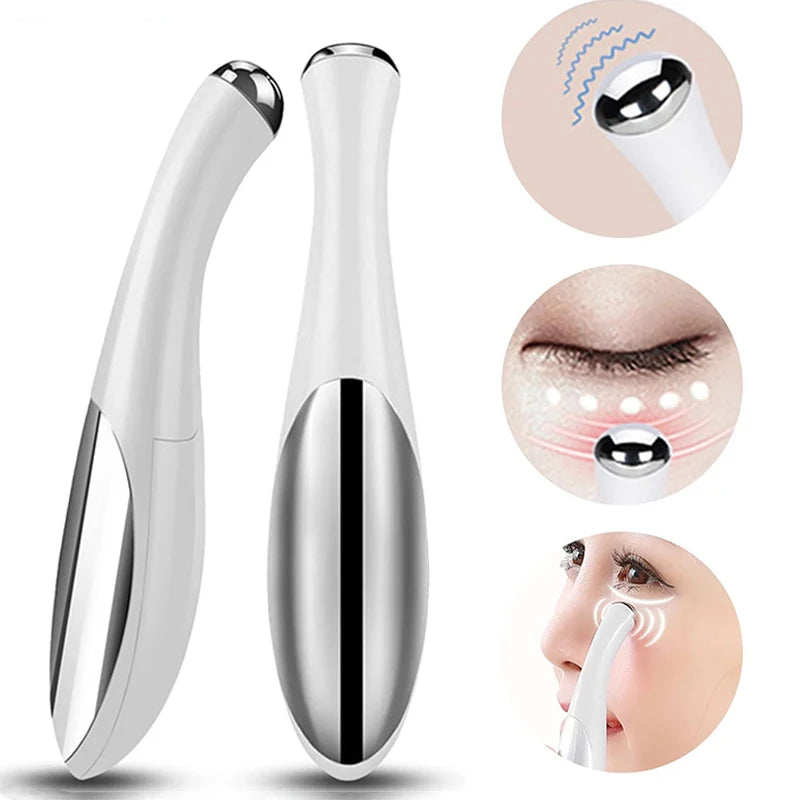 Pink and White Electric Eye Massager – Anti-Wrinkle, Anti-Aging, and Facial Beauty