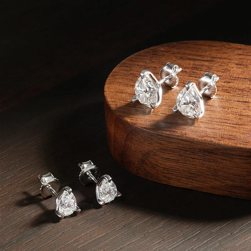 Pendientes de moissanita | Plata de ley 925 con baño de oro blanco de 18 quilates | Brillo excepcional