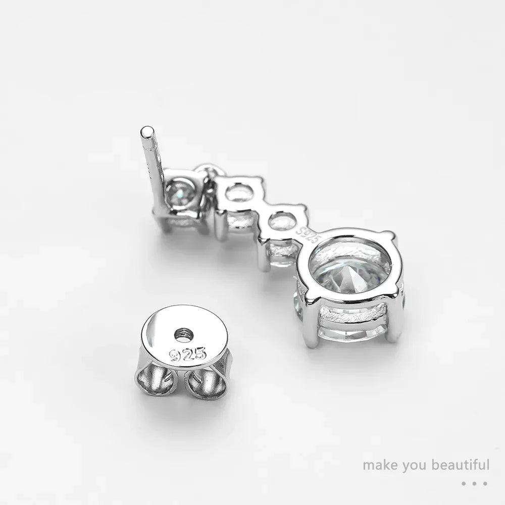 Pendientes de moissanita | Corte ovalado brillante | Plata 925 y oro blanco de 18 quilates