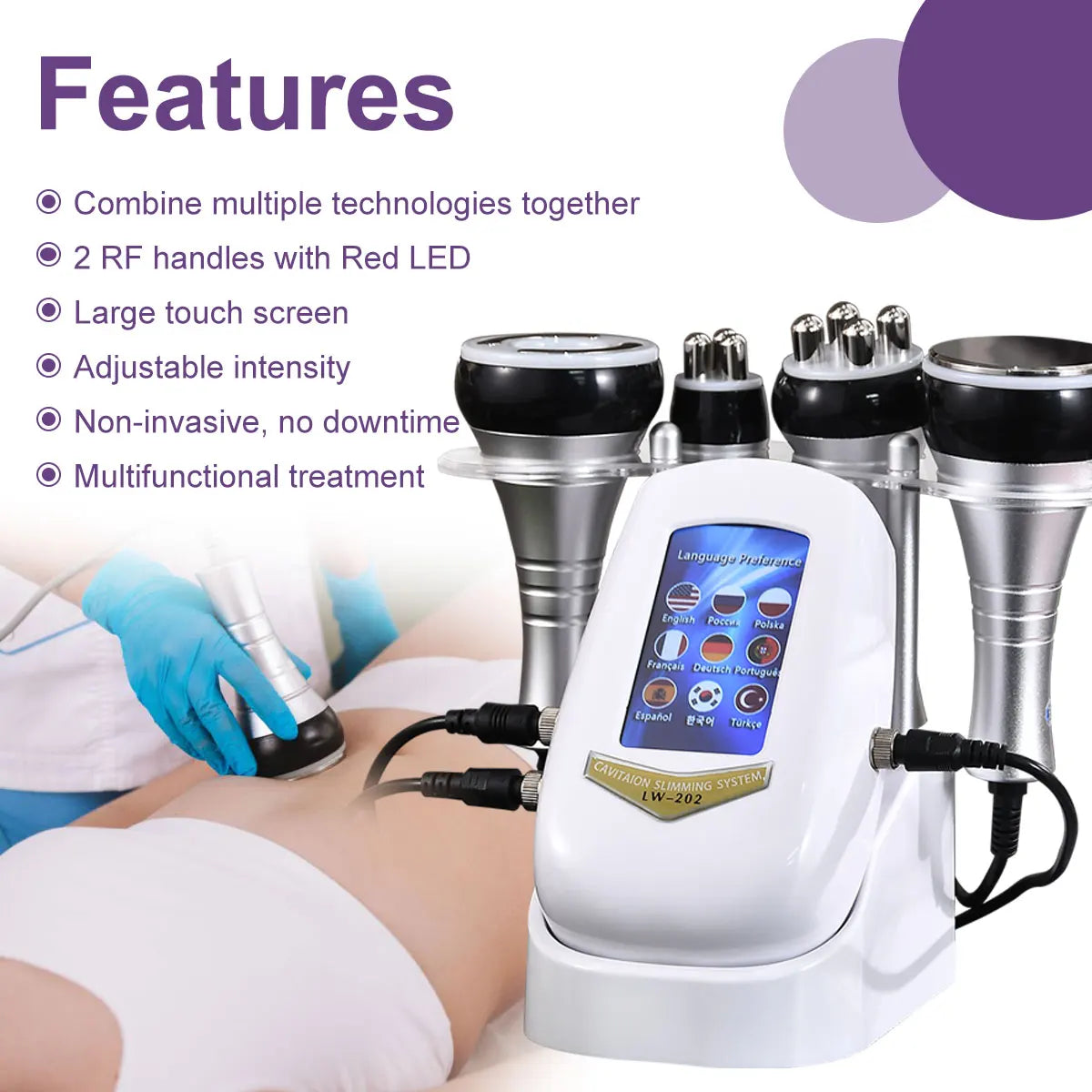 4-in-1 Cavitation Machine | 40K Ultrasound + Radiofrequency + Vacuum | Facial & Body Slimming and Firming