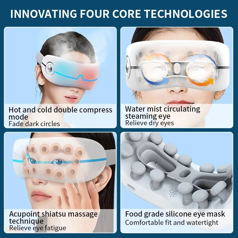 Multi-effect Smart Steam Eye Mask, 3D Electric Eye Care Massager with Heat Compression.