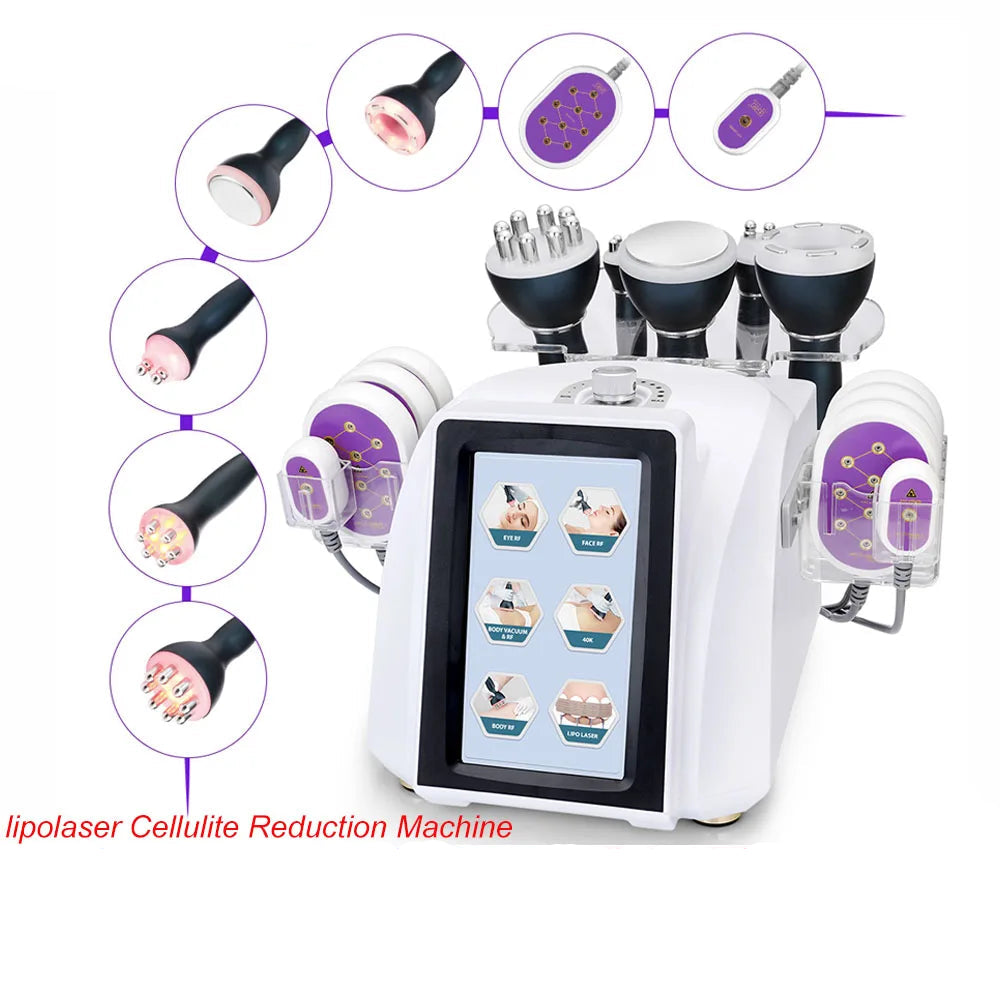 6-in-1 Multifunction Ultrasonic Cavitation Machine 2.0 | RF + Radiofrequency + Lipolaser | Fat and Cellulite Reduction