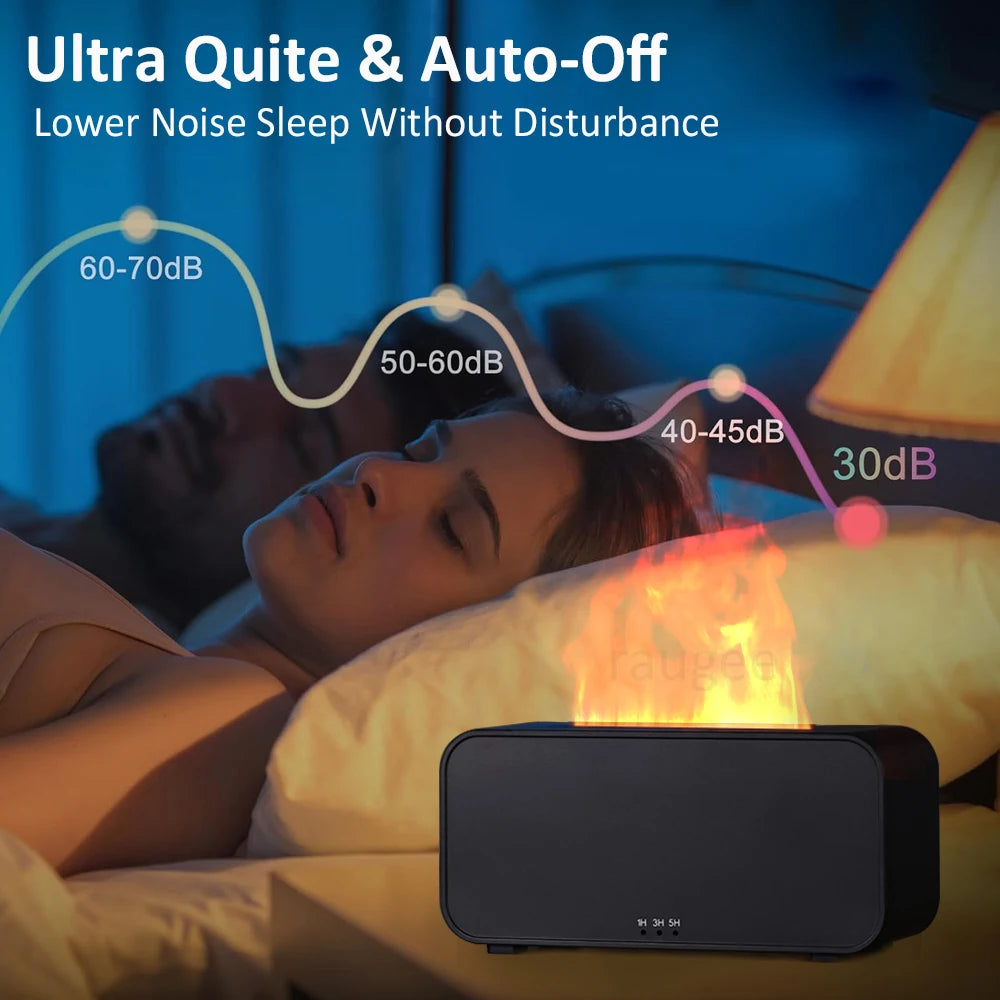 Humidificador de aire con aroma, difusor de aceites esenciales, minidifusor de fragancias automático con llama, humidificador para el hogar con luz LED