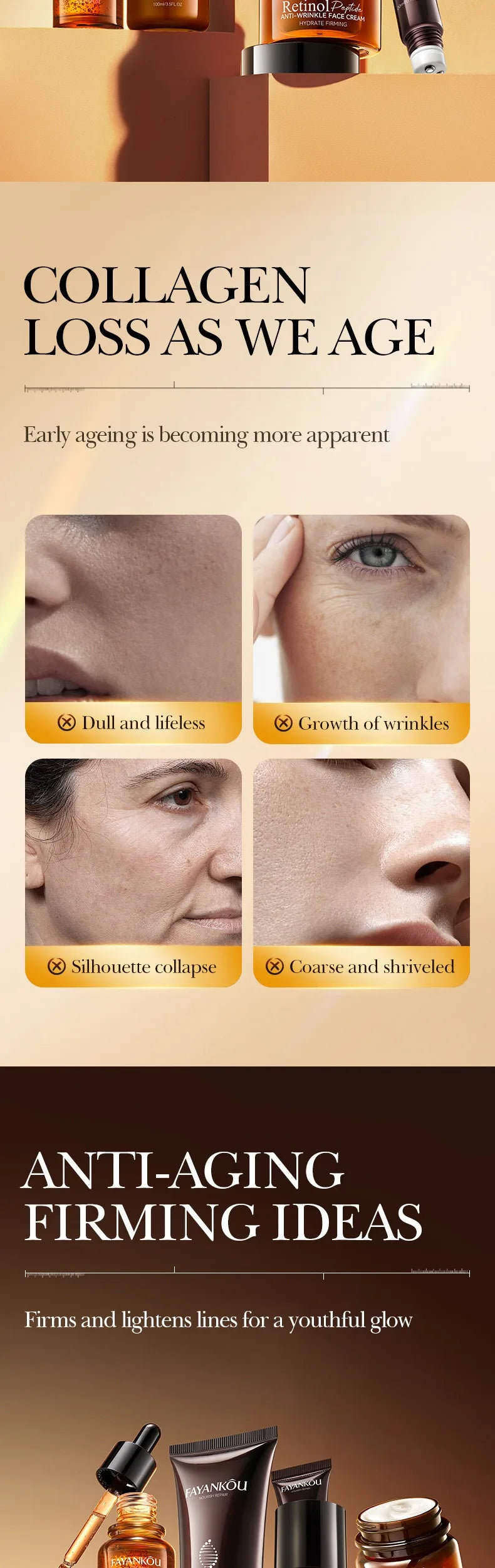 Kit de cuidado de la piel antiarrugas con péptidos de retinol de Corea: calidad superior