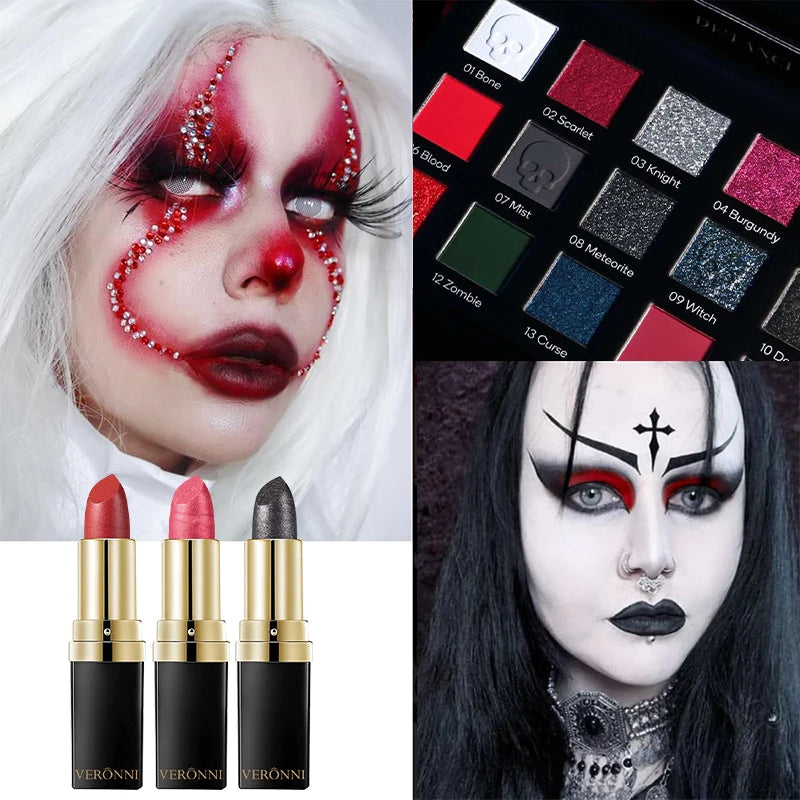 Gothic makeup set with eyeshadow palette, white foundation and lipstick by RAVEN KRONE, detail 6
