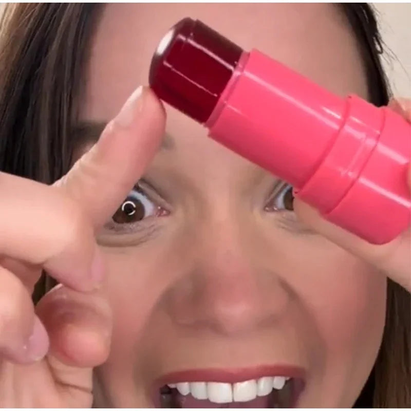 Lápiz labial hidratante 3 en 1 con rubor en gelatina de leche, rubor facial, lápiz labial mate de larga duración y contorno de mejillas