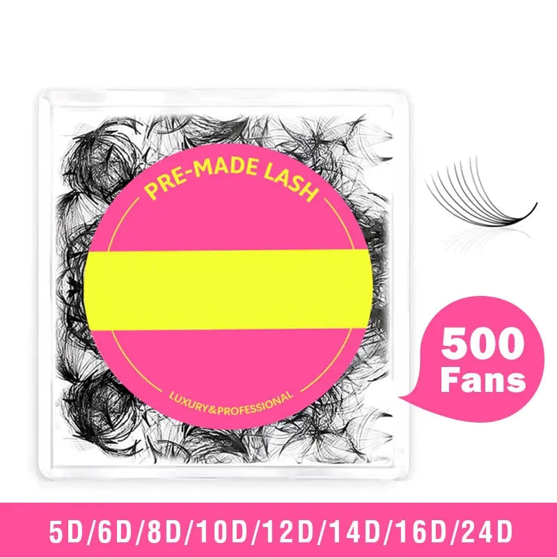 Extensiones de pestañas postizas: juego de 500 unidades con una amplia variedad de rizos, grosores y longitudes. Lujosas y profesionales, pelo a pelo.