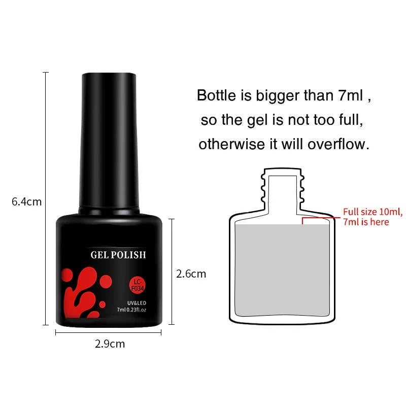 Esmalte de uñas en gel de 129 colores y 7 ml: barniz de manicura semipermanente con curado LED/UV