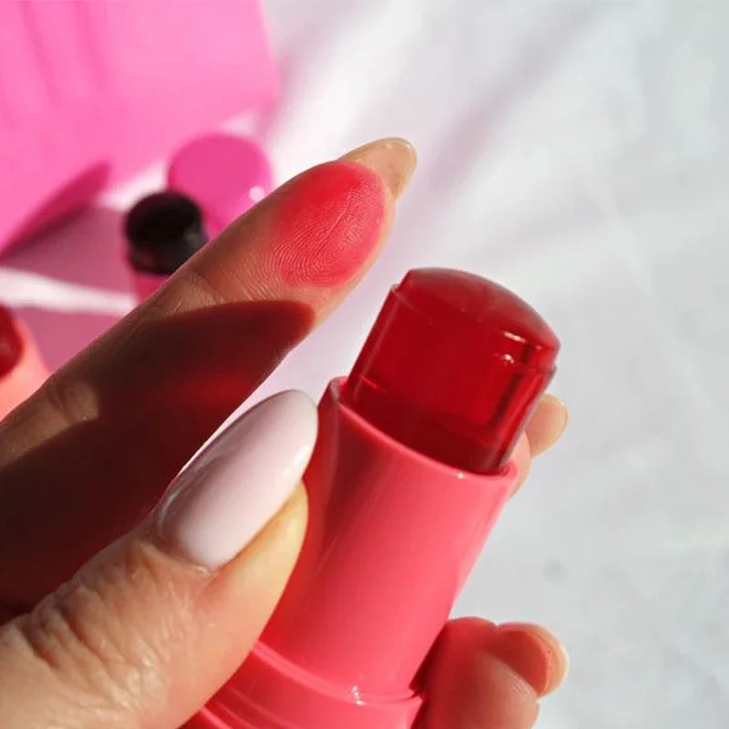 Lápiz labial hidratante 3 en 1 con rubor en gelatina de leche, rubor facial, lápiz labial mate de larga duración y contorno de mejillas