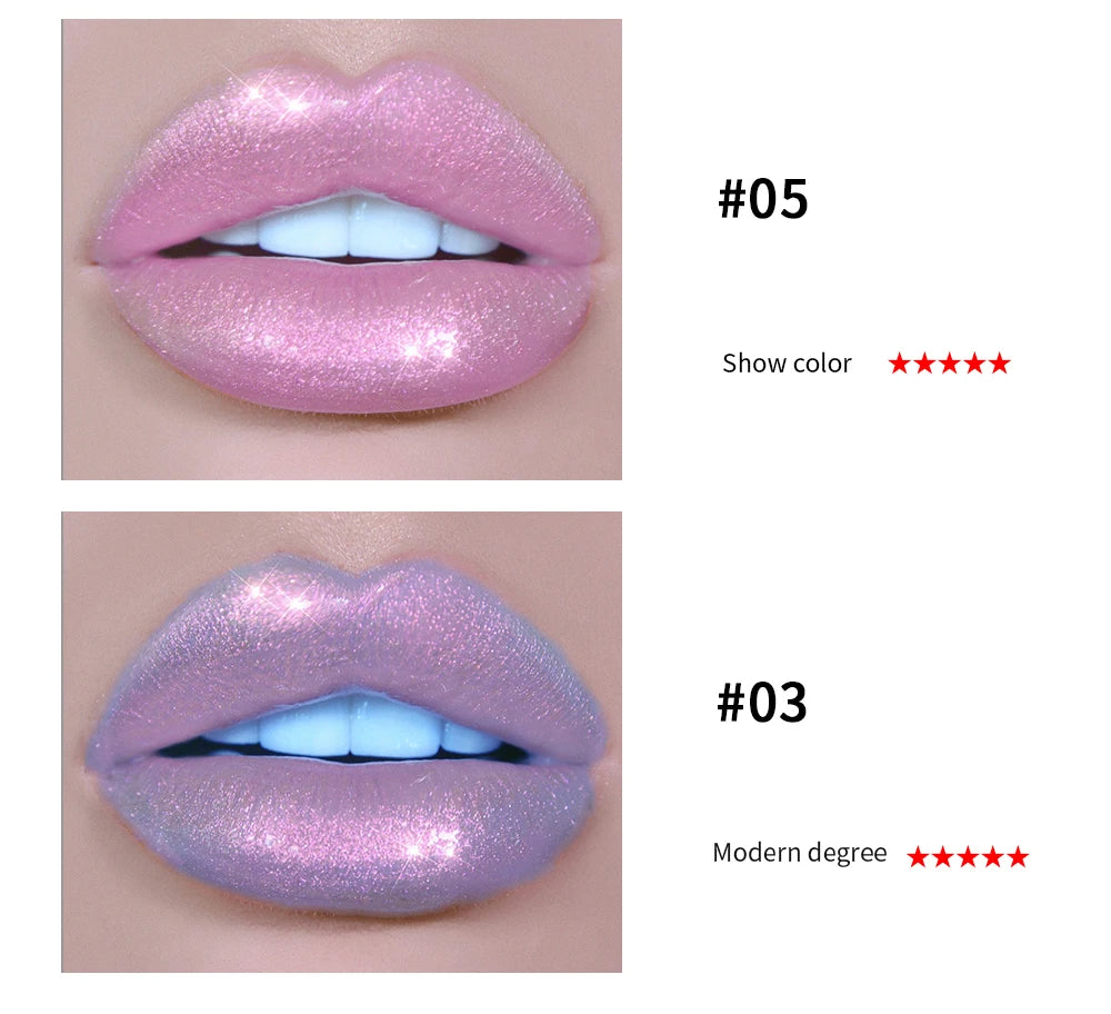 Laser Holographic Lip Gloss Liquid Lipstick Mermaid Pigment Lipgloss Waterproof Metallic Lip Makeup