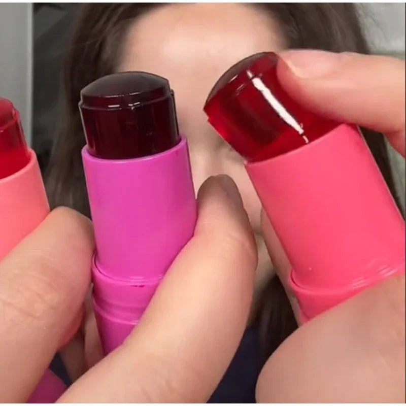 Lápiz labial hidratante 3 en 1 con rubor en gelatina de leche, rubor facial, lápiz labial mate de larga duración y contorno de mejillas