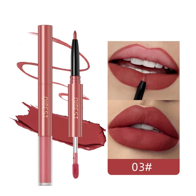 Double-Ended Lipstick - Lip Liner and Lipstick Long Lasting Matte Waterproof