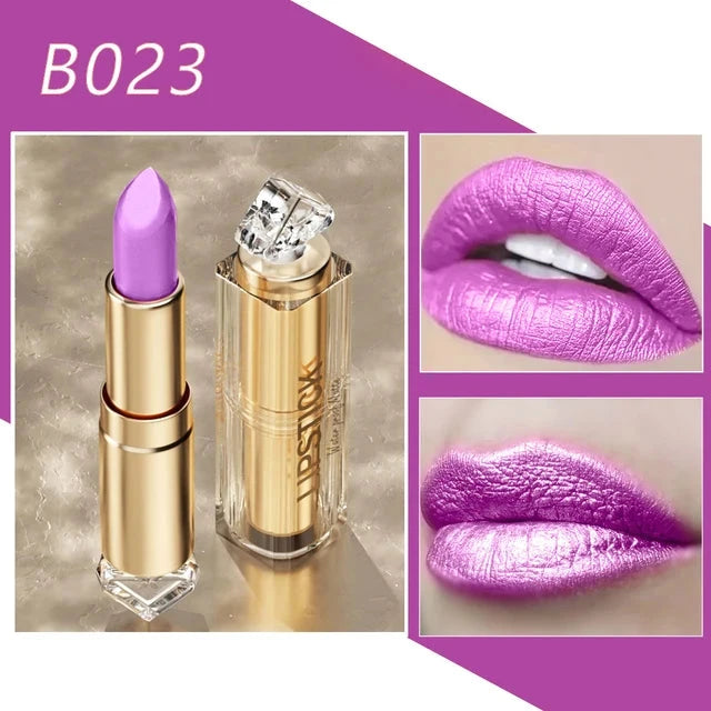 Lápiz labial mate brillante de 12 colores, resistente al agua y a los besos.