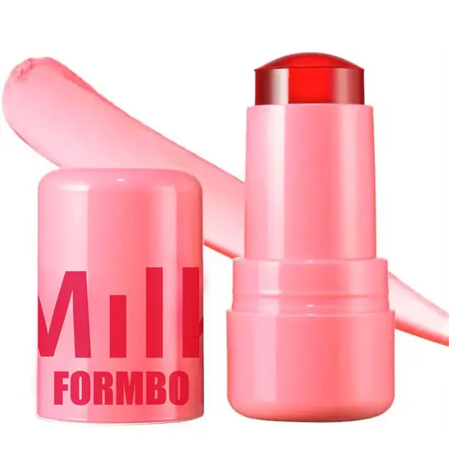 Lápiz labial hidratante 3 en 1 con rubor en gelatina de leche, rubor facial, lápiz labial mate de larga duración y contorno de mejillas