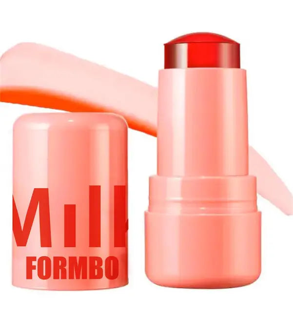 Lápiz labial hidratante 3 en 1 con rubor en gelatina de leche, rubor facial, lápiz labial mate de larga duración y contorno de mejillas