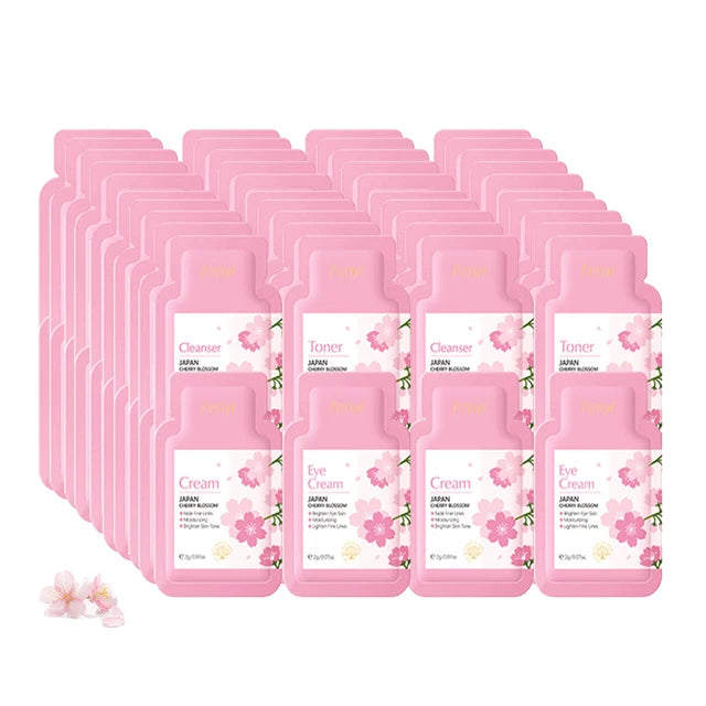 Paquete de cuidado de la piel con sakura y té verde de Japón: 3 juegos de 40 piezas cada uno