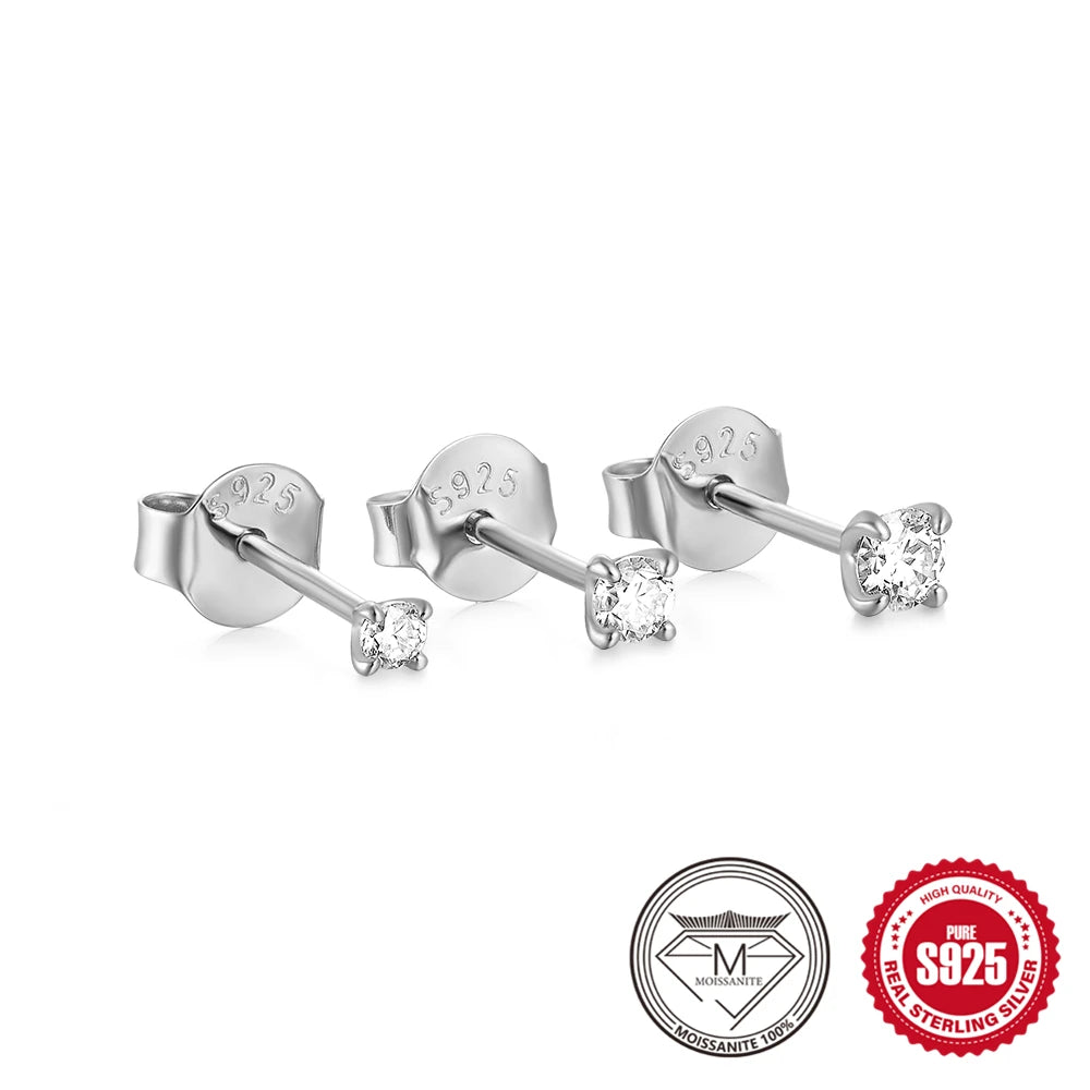 Pendientes de moissanita en plata de ley 925