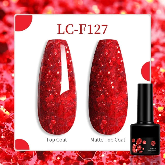Esmalte de uñas en gel de 129 colores y 7 ml: barniz de manicura semipermanente con curado LED/UV