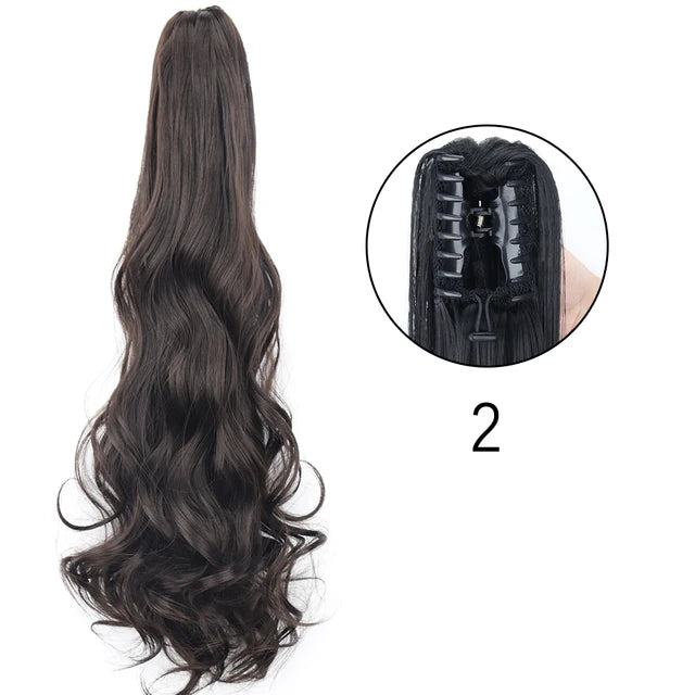 Extensiones de clip con garra sintética: cola de caballo larga y recta