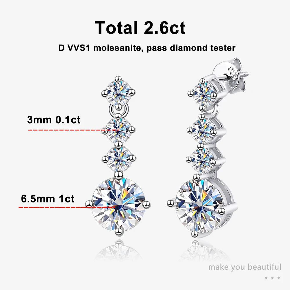 Pendientes de moissanita | Corte ovalado brillante | Plata 925 y oro blanco de 18 quilates
